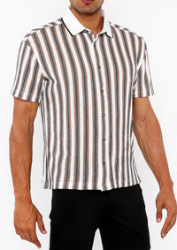 Open Knit Short Sleeve Shirt (Off White/Midnight)