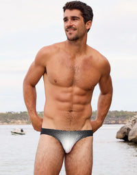 Comic Swim Brief (V20) (Black and White)