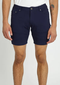 8" Stretch Knit Jean Shorts (Navy)