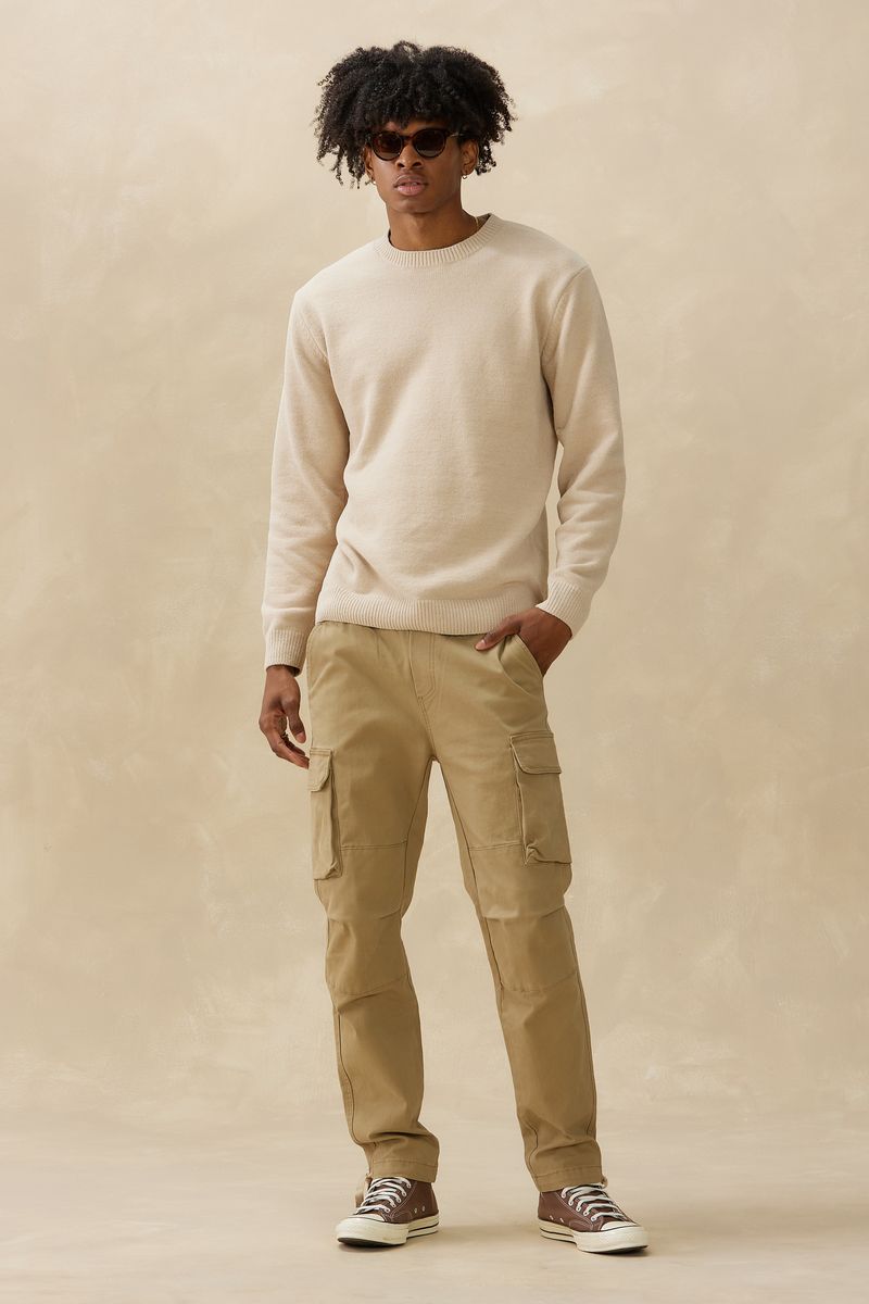 Textured Knit Crew (Beige)