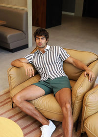 Open Knit Short Sleeve Shirt (Off White/Midnight)