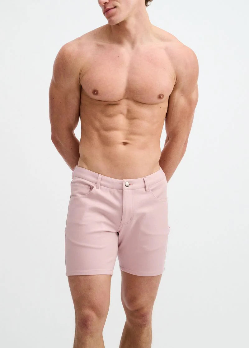 5" Stretch Knit Jean Short (Tea Rose)