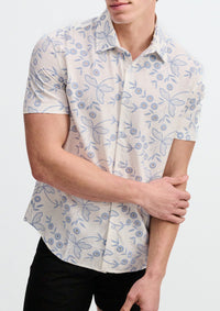 Printed Stretch Eyelet Shirt (Sky/White)