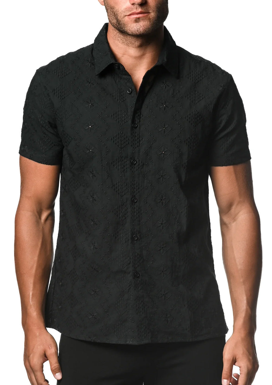 Cotton Eyelet Shirt (Black)