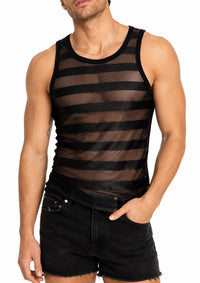 Stripes Mesh Tank (Black)