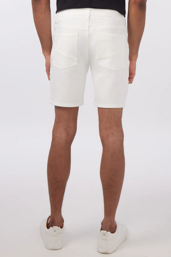 8" Stretch Knit Jean Shorts (Off White)
