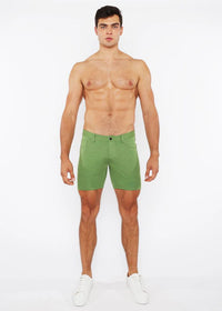 5" Stretch Knit Jean Short (Pea Shoot)