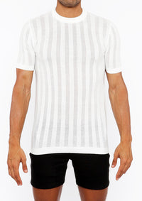 Textured Knit Crew Tee (White)