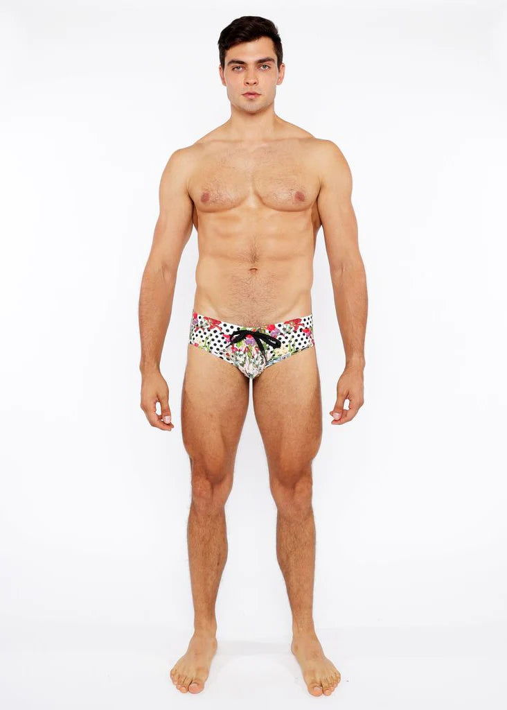 Printed Swim Brief (Black/White Dots)