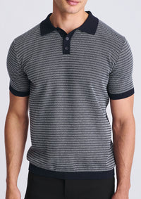 Two Tone 3-Button Polo (Off White/Navy)