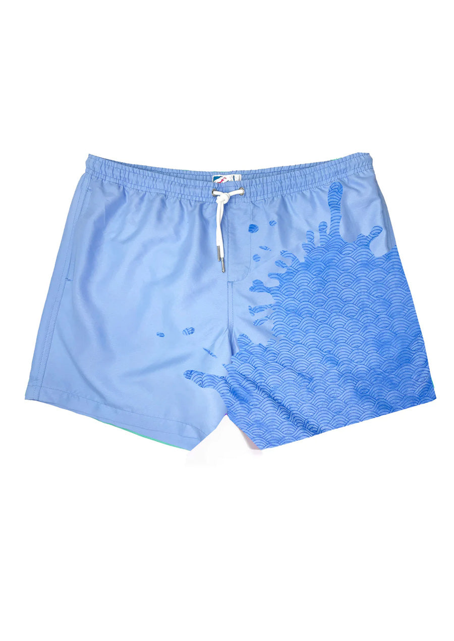 Color Switch Swim Shorts (Blue to Waves)