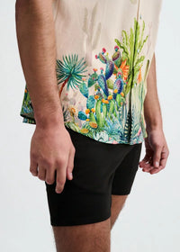 Print Cotton Knit Short Sleeved Shirt (Sorbet/Green Cactus)
