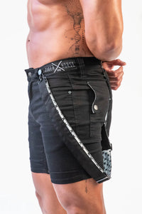 Romey Strapped Shorts (Double Black)