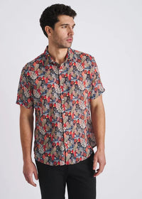 Printed Linen/Tencel Shirt (Navy/Sage)
