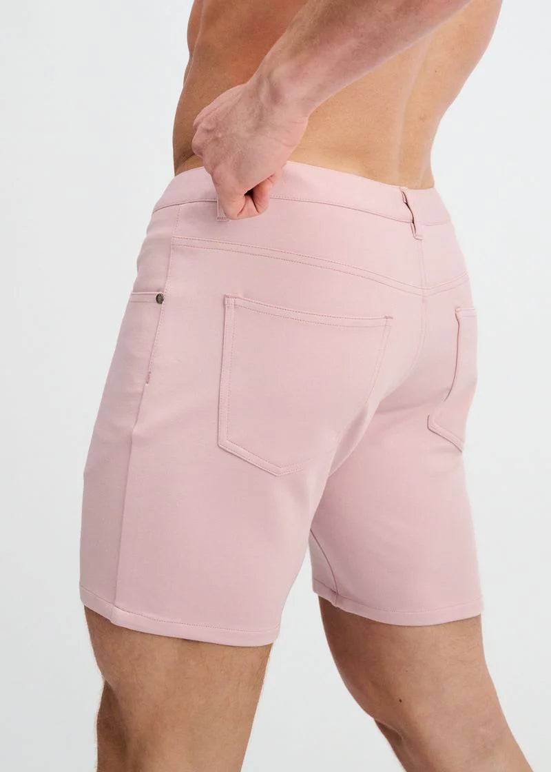 5" Stretch Knit Jean Short (Tea Rose)