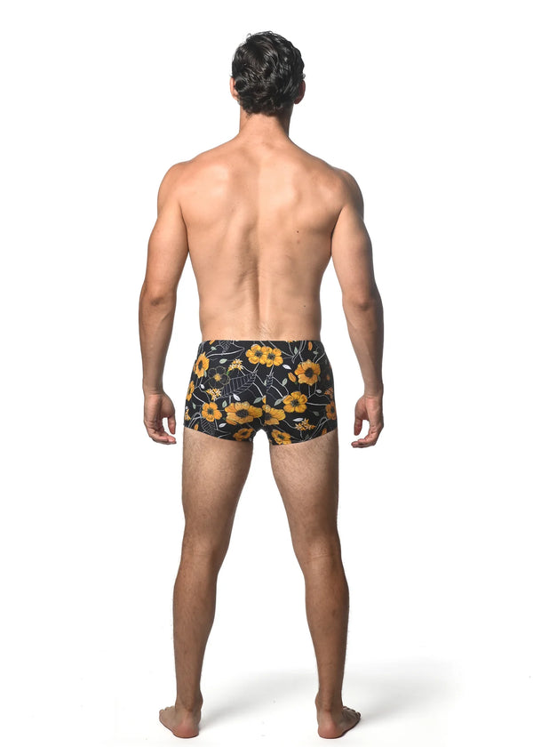 Printed Swim Trunks (Midnight Gold Floral)