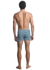 Printed Swim Shorts (Cyan 3D Chevron)