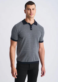 Two Tone 3-Button Polo (Off White/Navy)