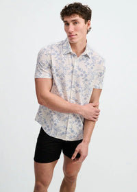 Printed Stretch Eyelet Shirt (Sky/White)