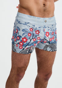 Printed Swim Short (Slate/Navy Floral)