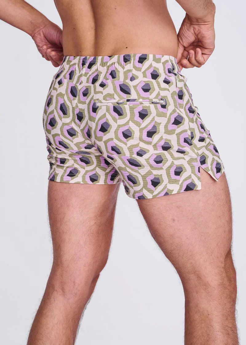 Printed Seersucker Swim Shorts (Lilac/Sprout)