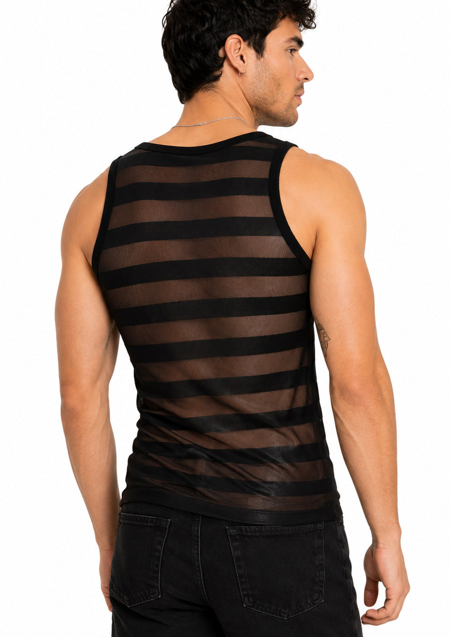 Stripes Mesh Tank (Black)