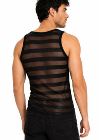 Stripes Mesh Tank (Black)