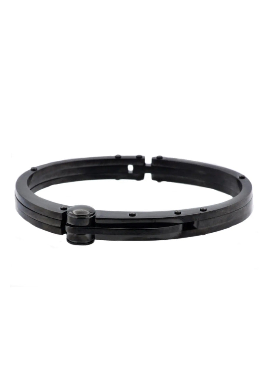 Black Stainless Steel Handcuff Bangle Bracelet