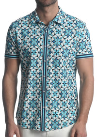 Short Sleeve Performance Shirt (Teal Star Fleur)