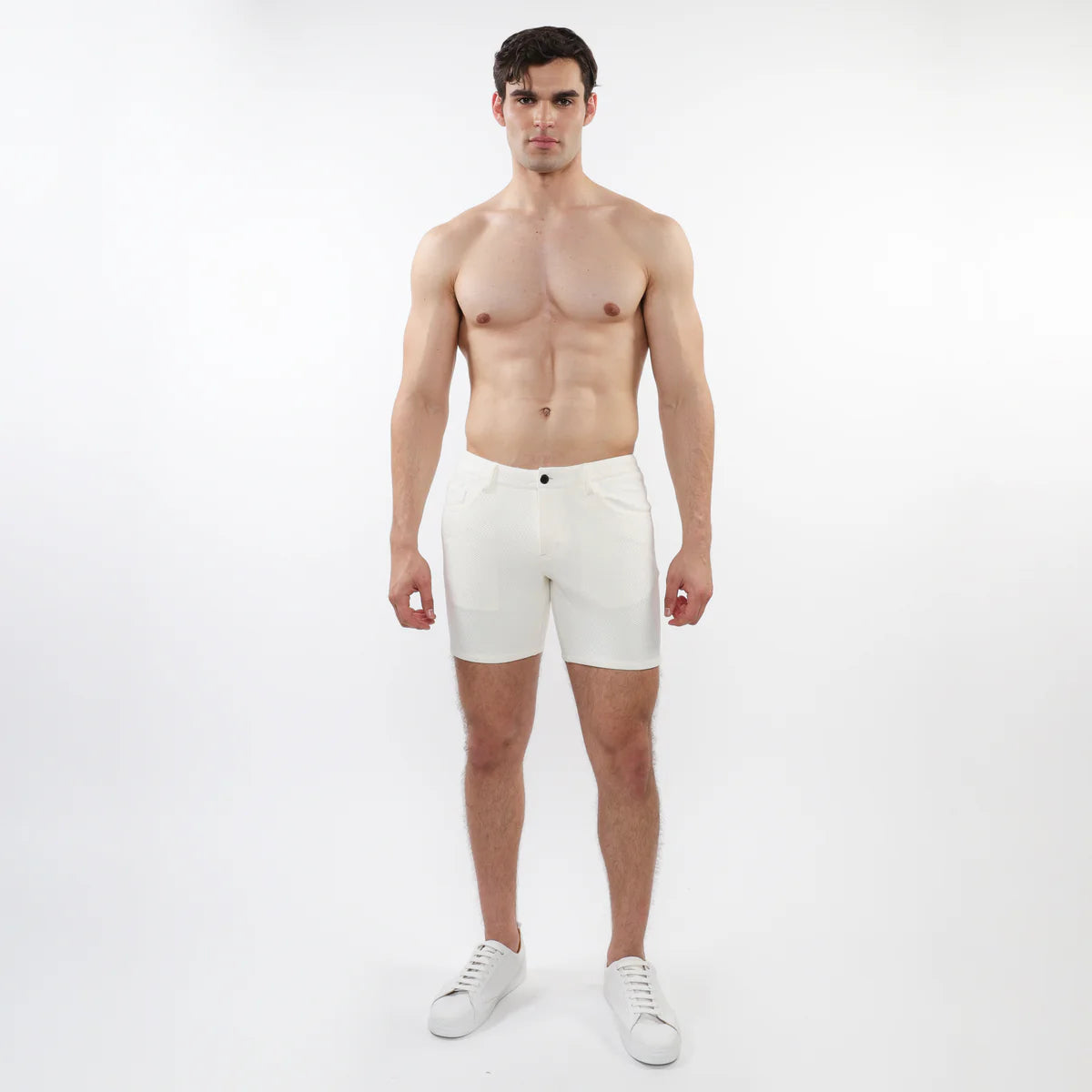 5" Jacquard Stretch Knit Short (Ecru Parquet)