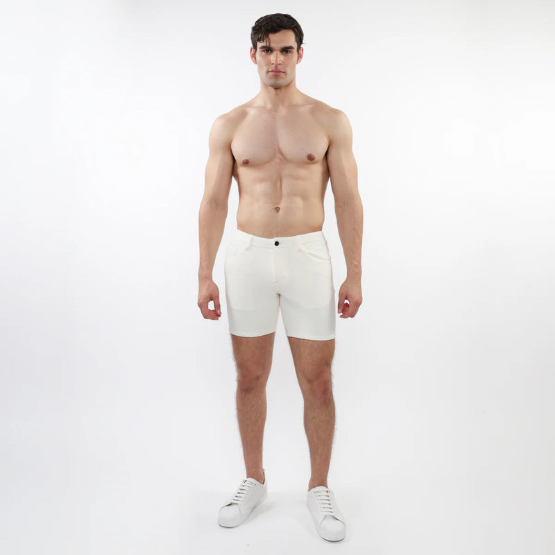 5" Jacquard Stretch Knit Short (Ecru Parquet)