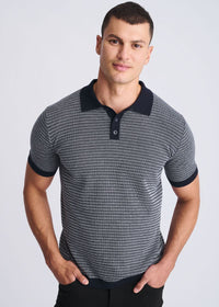 Two Tone 3-Button Polo (Off White/Navy)