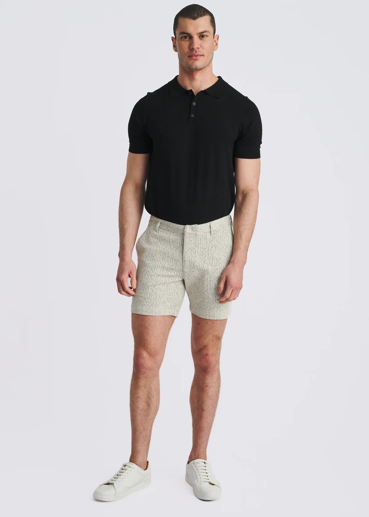 Textured Stretch Chino Short (Vanilla Herringbone)