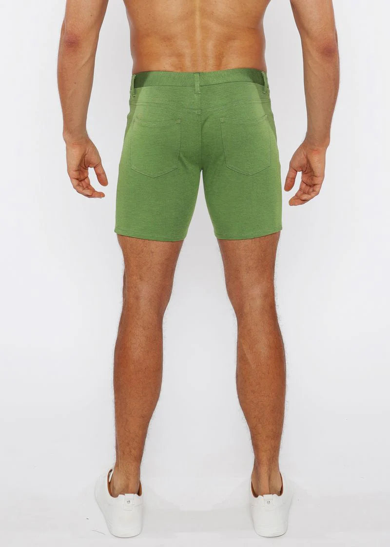 5" Stretch Knit Jean Short (Pea Shoot)