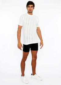 Textured Knit Crew Tee (White)