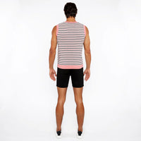 Striped Open Knit Vest (Coral/Midnight)