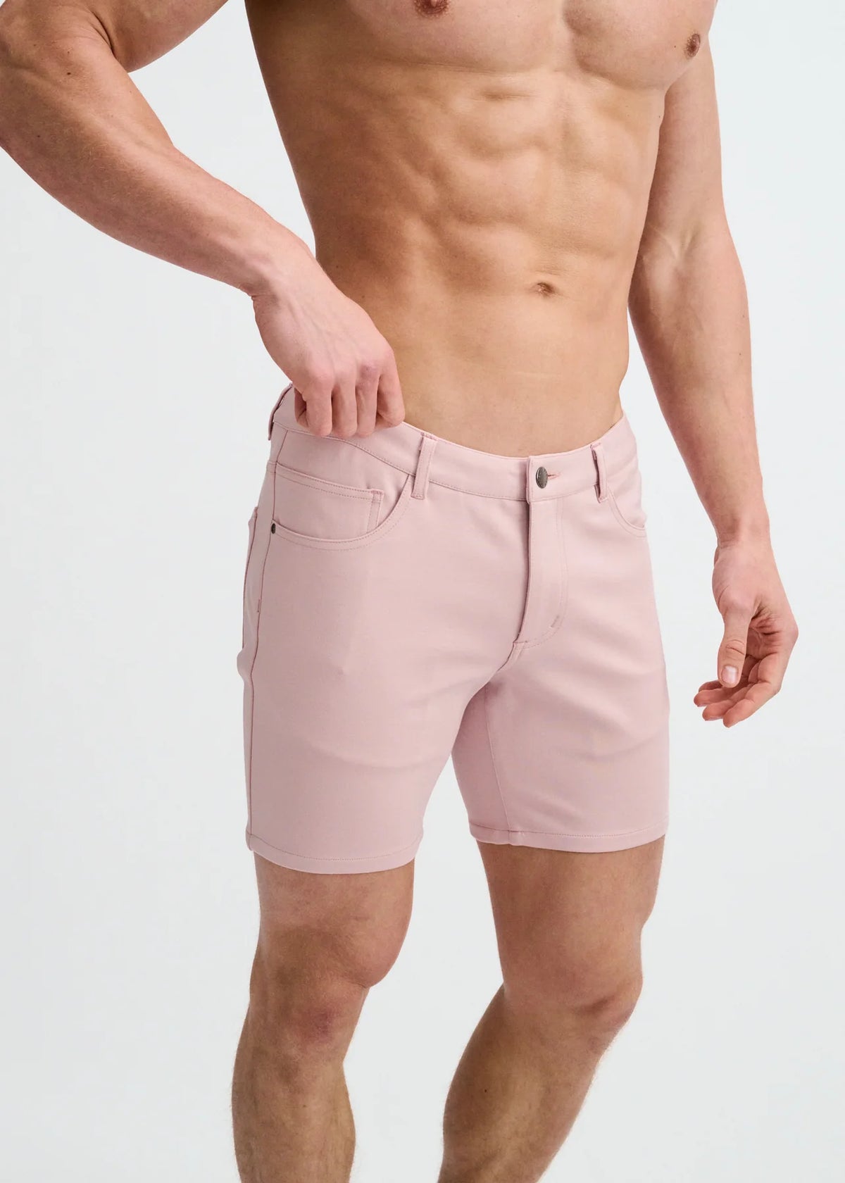 5" Stretch Knit Jean Short (Tea Rose)