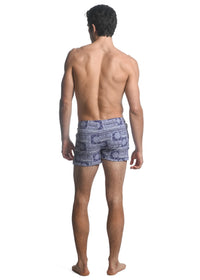 Printed Swim Shorts (Navy White Patchwork)
