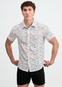 Printed Stretch Eyelet Shirt (Sky/White)