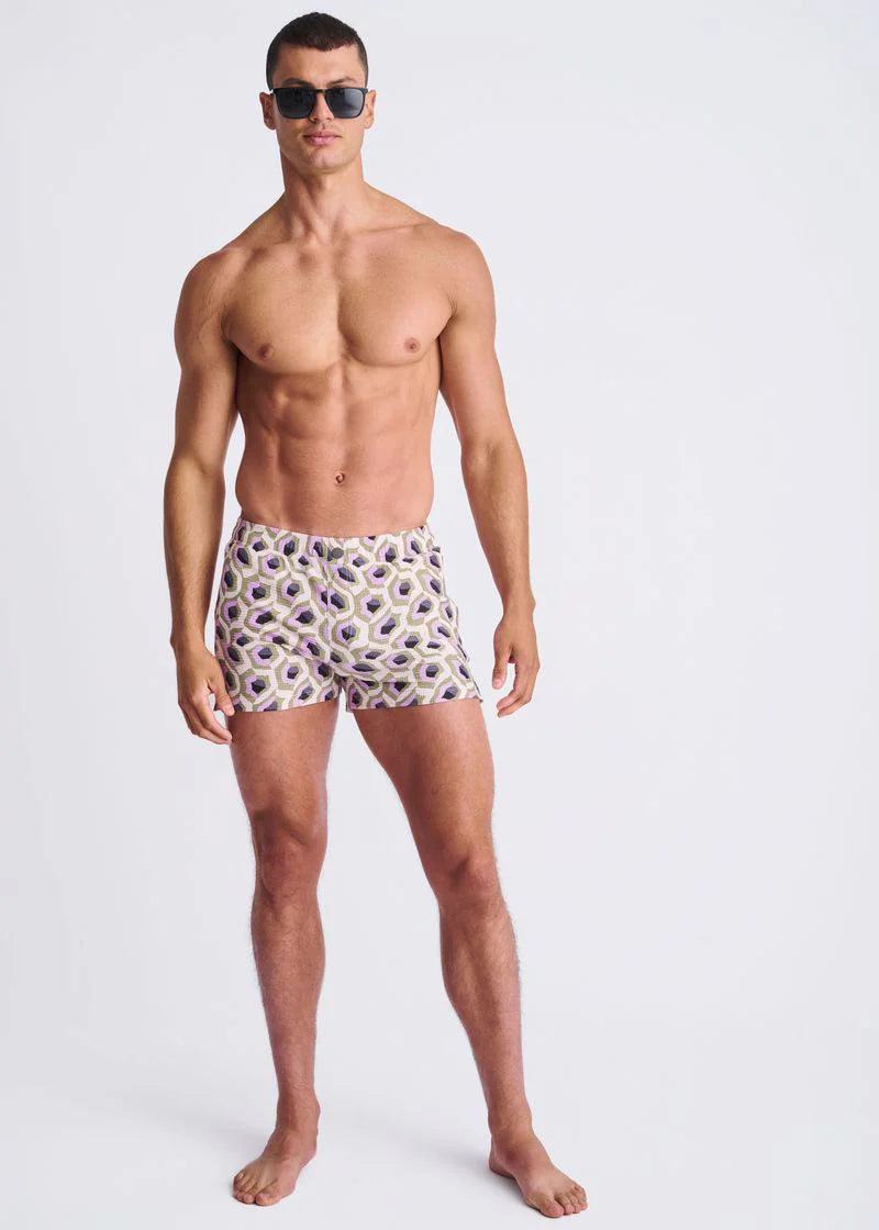 Printed Seersucker Swim Shorts (Lilac/Sprout)