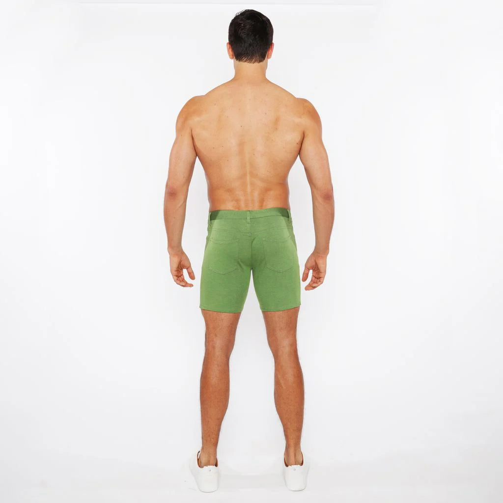 5" Stretch Knit Jean Short (Pea Shoot)