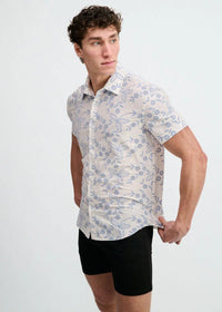 Printed Stretch Eyelet Shirt (Sky/White)