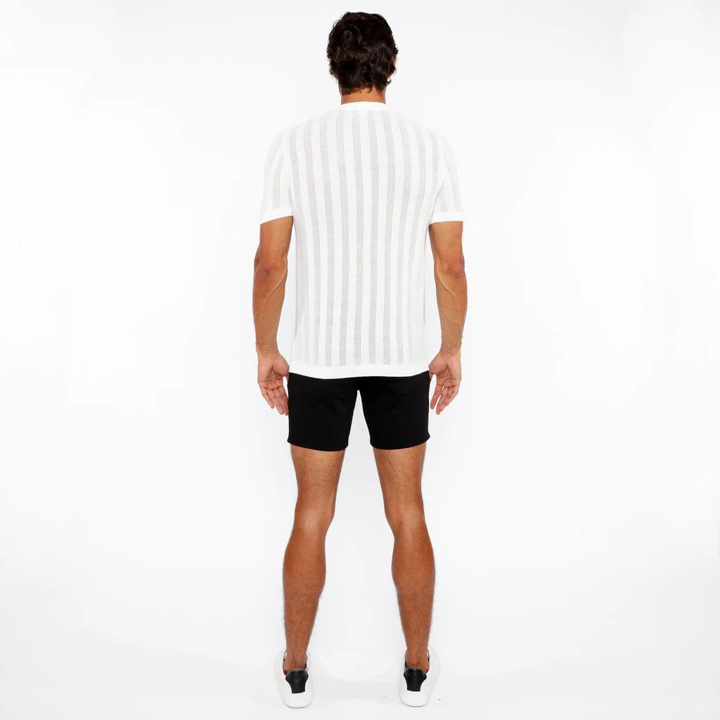 Textured Knit Crew Tee (White)