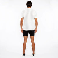 Textured Knit Crew Tee (White)
