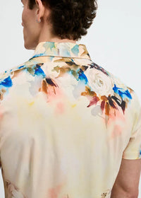Print Cotton Knit Short Sleeved Shirt (Yolk/Blush)