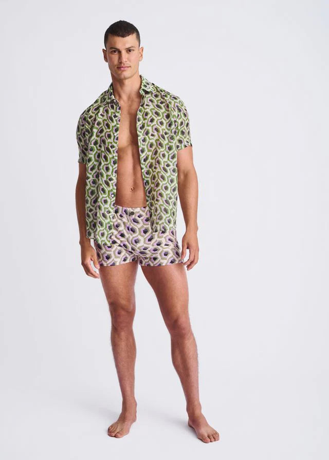 Printed Seersucker Swim Shorts (Lilac/Sprout)