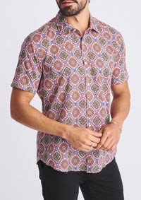 Cotton/Tencel Short Sleeve Shirt (Blush/Coral)