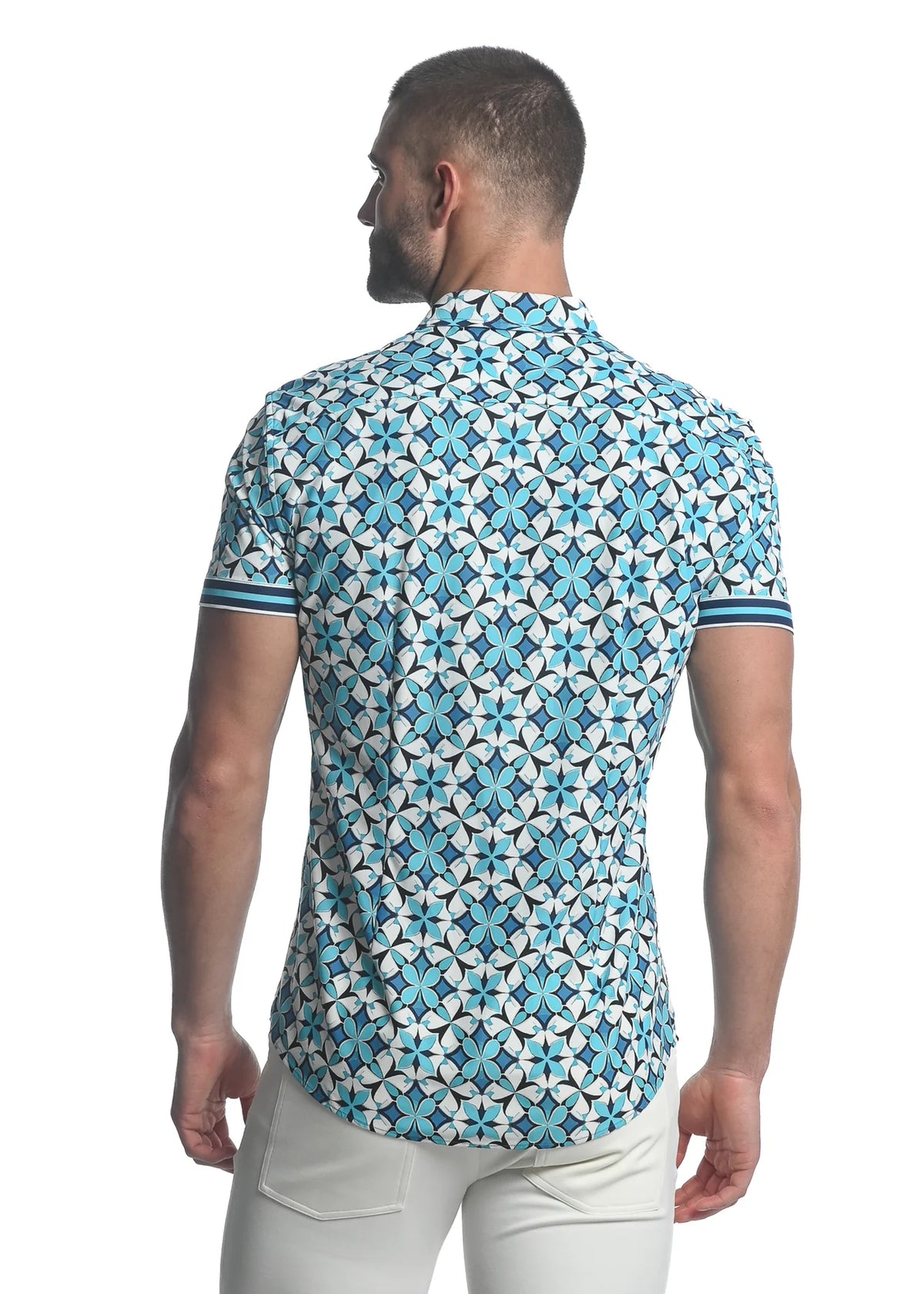 Short Sleeve Performance Shirt (Teal Star Fleur)