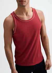 Cotton/Tencel Tank w/Fine Piping (Carmine)