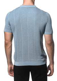 Silk/Tencel Textured Knitted Polo (Slate)